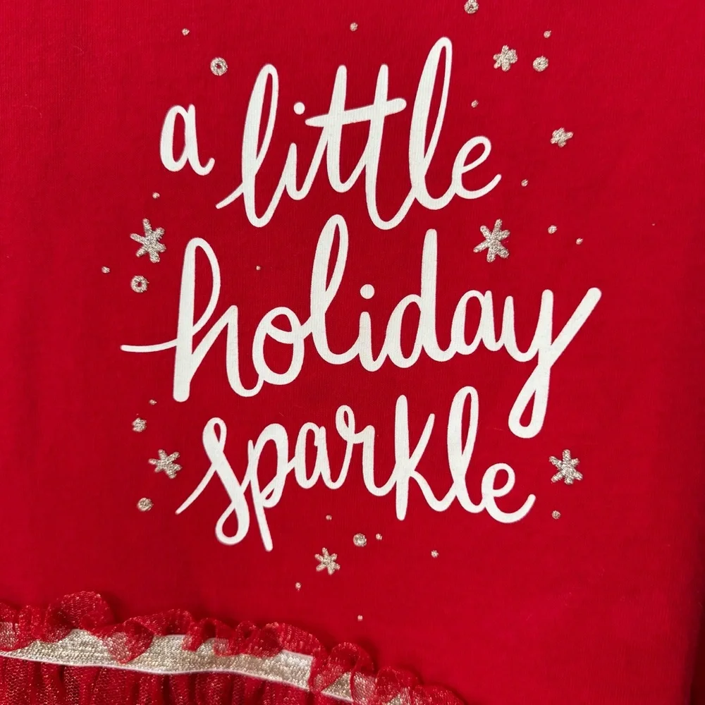 Cat and Jack Girls Red Shimmer Holiday Sparkle Tutu Christmas Dress. Medium